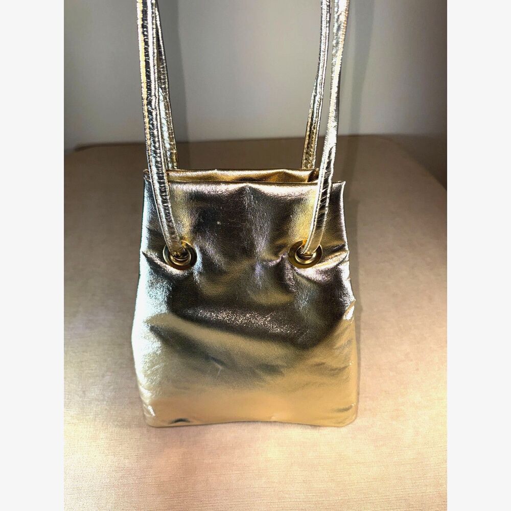 Vintage Gold bag faux leather, approx 1960s medium
